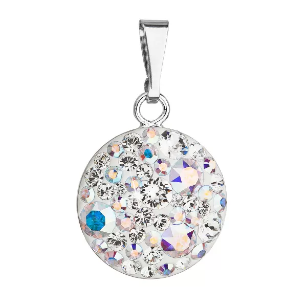 Stříbrný přívěsek s krystaly Swarovski ab efekt kulatý 34225.2