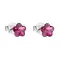 Stříbrné náušnice pecka s krystaly Swarovski růžová kytička 31080.3 fuchsia