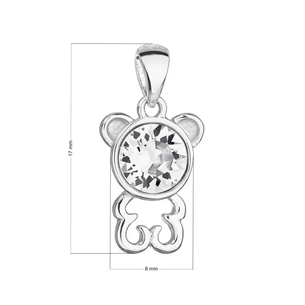 Stříbrný přívěsek s krystalem Swarovski bílý medvídek 34229.1