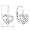 Stříbrné náušnice visací se zirkonem bílé srdce 11225.1