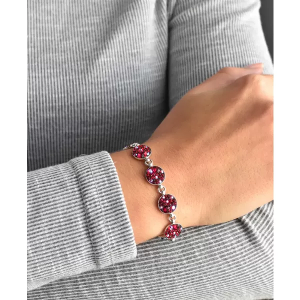 Stříbrný náramek se Swarovski krystaly červený 33048.3 cherry