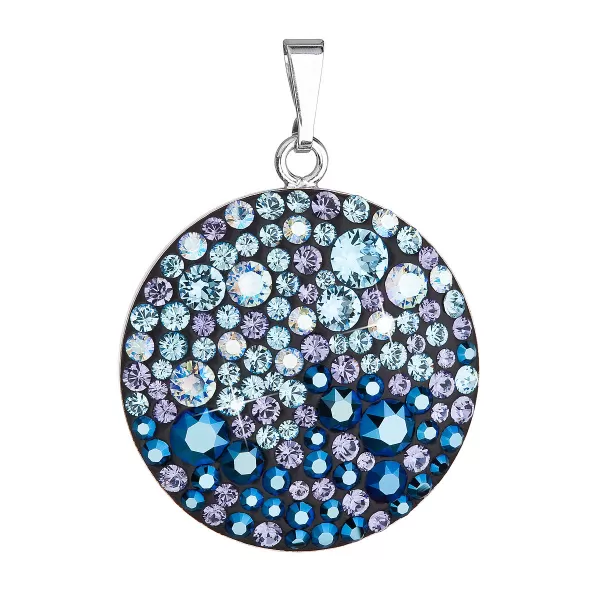 Stříbrný přívěsek s krystaly Swarovski modrý kulatý 34131.3 blue style 34131.3