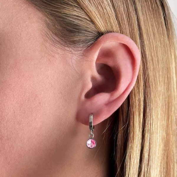 Stříbrné visací náušnice kroužky se Swarovski krystalem 31300.3 rose
