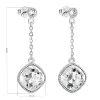 Stříbrné náušnice visací s krystaly Swarovski bílý kosočtverec 31271.1