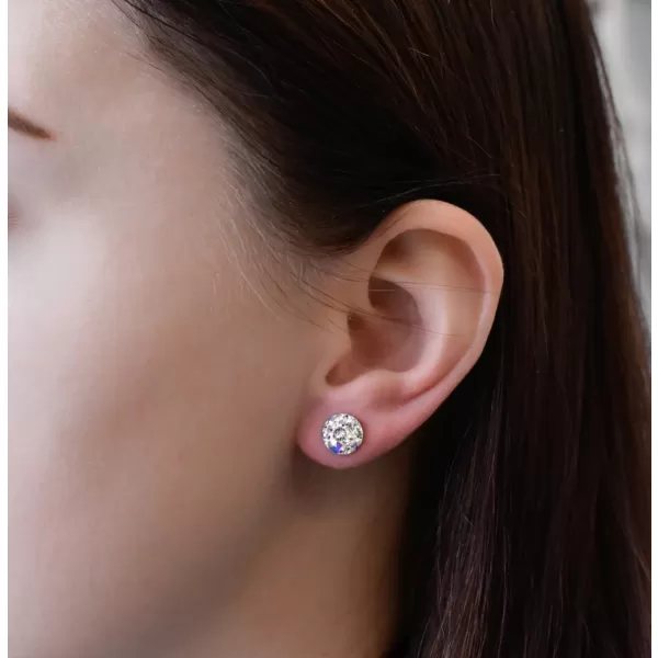 Stříbrné náušnice pecka s krystaly Swarovski ab efekt kulaté 31336.2