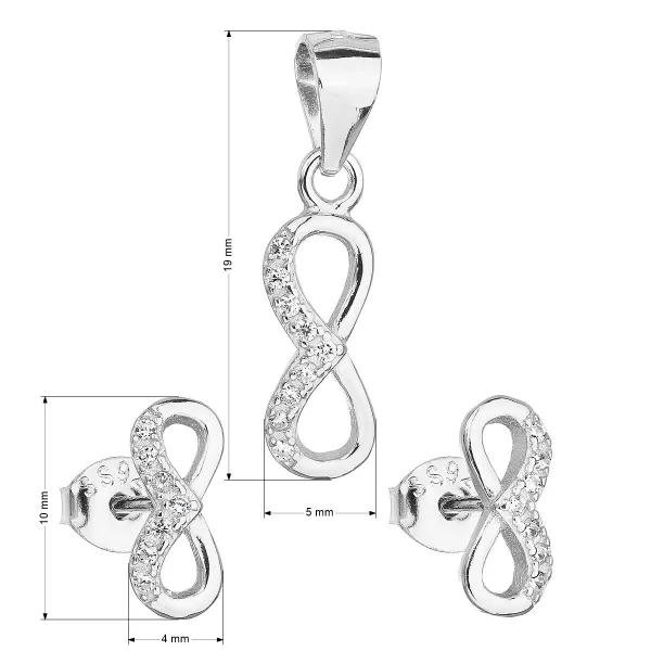 Sada šperků se zirkonem náušnice a přívěsek bílé nekonečno 19016.1