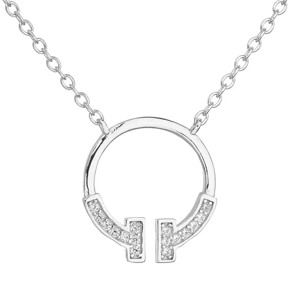 Stříbrný náhrdelník se zirkonem v bílé barvě 12040.1