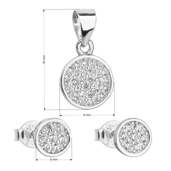 Sada šperků se zirkonem v bílé barvě náušnice a přívěsek 19020.1