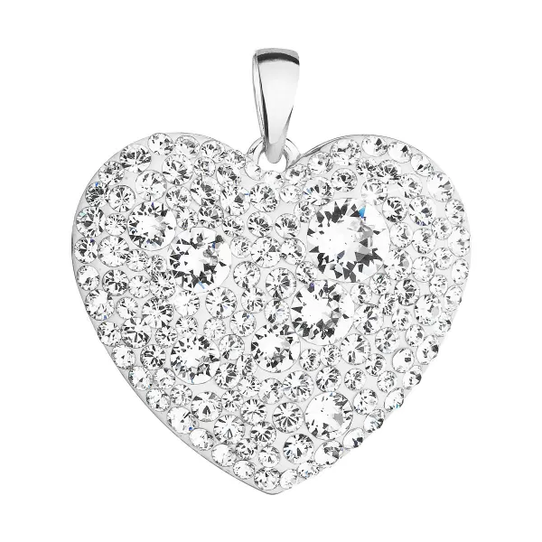Stříbrný přívěsek s krystaly Swarovski bílé srdce 34243.1