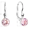 Stříbrné náušnice visací s krystaly růžové kulaté 31112.3 light rose