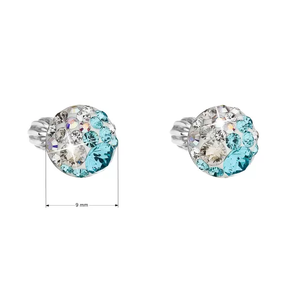 Stříbrné náušnice pecka s krystaly Swarovski modré kulaté 31336.3 light turquoise