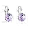 Stříbrné náušnice visací s krystaly Swarovski fialové kulaté 31229.3 violet