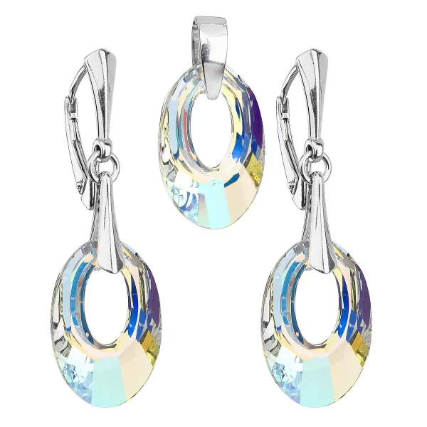 Sada šperků s krystaly Swarovski náušnice a přívěsek AB efekt ovál 39082.2 39082.2-001AB