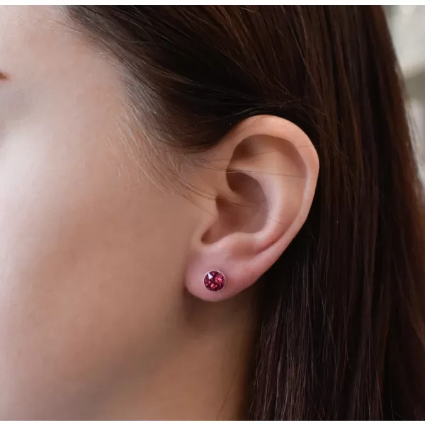 Stříbrné náušnice pecka se Swarovski krystaly růžové kulaté 31113.3 fuchsia