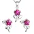 Sada šperků s krystaly Swarovski náušnice,řetízek a přívěsek růžová kytička 39172.3 fuchsia