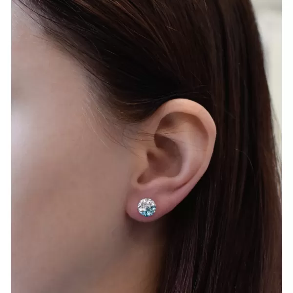 Stříbrné náušnice pecka s krystaly Swarovski modré kulaté 31336.3 light turquoise