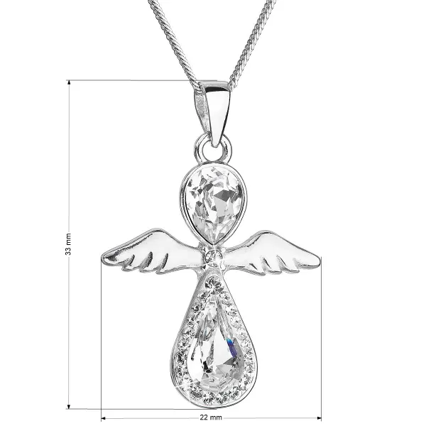 Stříbrný náhrdelník anděl se Swarovski krystaly bílý 32072.1