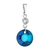 Stříbrný přívěsek s krystaly Swarovski modrý kulatý 34216.5