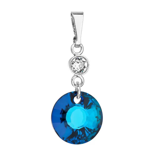 Stříbrný přívěsek s krystaly Swarovski modrý kulatý 34216.5