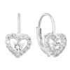 Stříbrné náušnice visací se zirkonem bílé srdce 11225.1