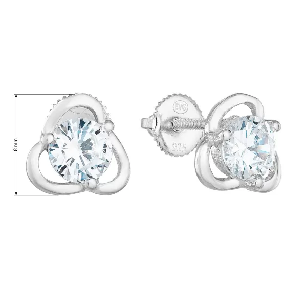 Stříbrné náušnice pecka se zirkonem v bilé barvě 11263.1