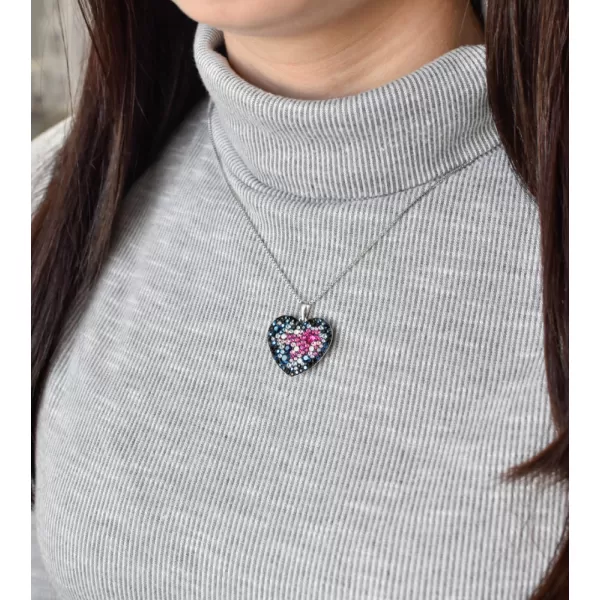 Stříbrný přívěsek s krystaly Swarovski mix barev srdce 34243.4 galaxy