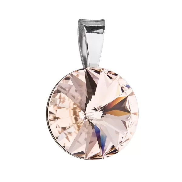 Stříbrný přívěsek s krystaly Swarovski hnědý kulatý-rivoli 34112.3
