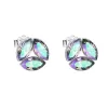 Stříbrné náušnice pecka s krystaly Swarovski modrozelené kulaté 31267.5
