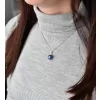 Stříbrný přívěšek s kulatou tmavě modrou matnou Swarovski perlou 34150.3
