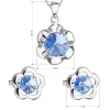 Sada šperků s krystaly Swarovski náušnice,řetízek a přívěsek modrá kytička 39173.3