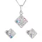 Sada šperků s krystaly Swarovski náušnice, řetízek a přívěsek ab efekt kosočtverec 39126.2
