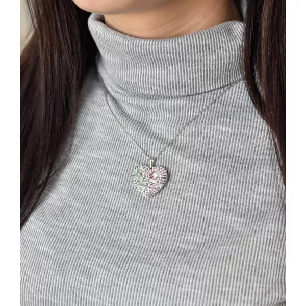 Stříbrný přívěsek s krystaly Swarovski mix barev srdce 34243.3 sakura