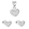 Sada šperků se zirkonem náušnice a přívěsek bílé srdce 19011.1