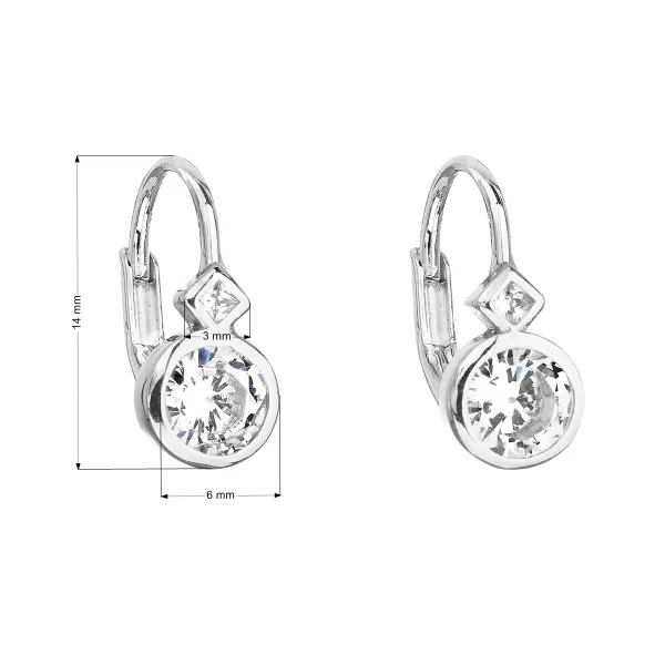 Stříbrné náušnice visací se zirkonem v bílé barvě 11215.1