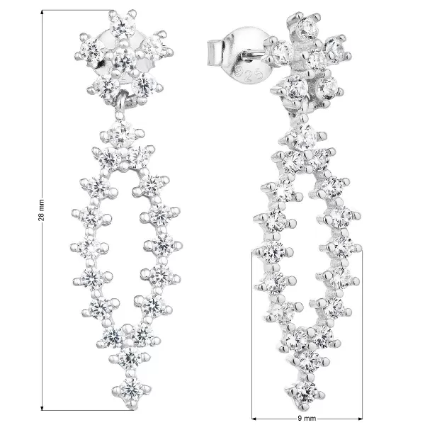 Stříbrné náušnice visací se zirkonem v bílé barvě 11027.1