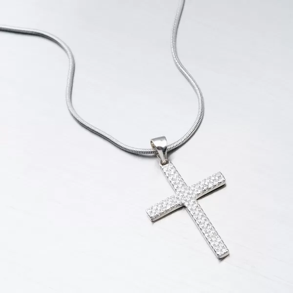 Stříbrný křížek posetý zirkony HST-13471