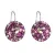 Stříbrné náušnice visací s krystaly Swarovski fialové kulaté 31176.3 amethyst