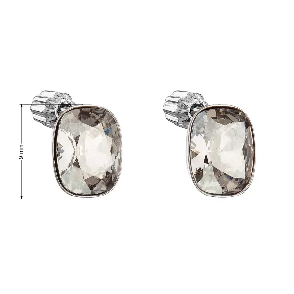 Stříbrné náušnice pecka s krystaly Swarovski šedý obdélník 31279.5