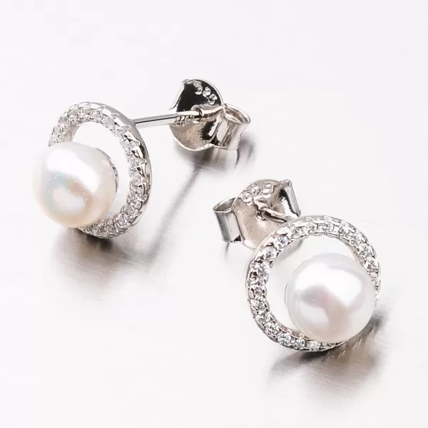 Stříbrné náušnice s přírodní perlou UPST-122091