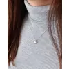 Stříbrný náhrdelník se zirkonem bílý kosočtverec 12031.1