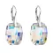 Stříbrné náušnice visací s krystaly Swarovski ab efekt obdélník 31297.2