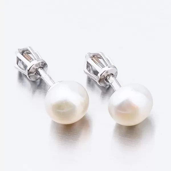 Dámské náušnice s perla v bílém zlatě 52GZ-8002B-SR