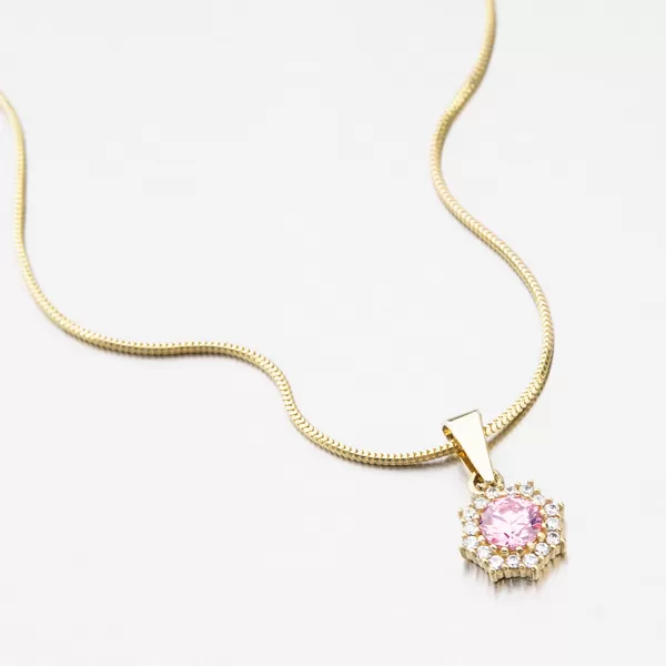 Zlatý přívěsek s růžovým zirkonem 352P-130086-08