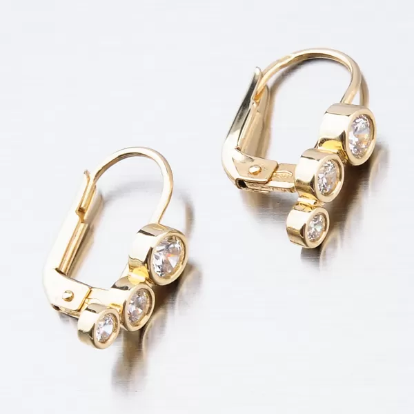 Dámské náušnice žluté zlato 585 zirkon visací zdobené 52GZ-8030Z-KL