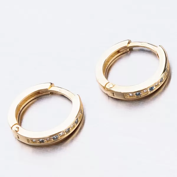 Dětské náušničky žluté zlato 585 kroužky se zirkony 52GZ-3344ZMB