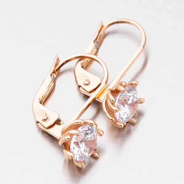 Dámské náušnice v růžovém zlatě se zirkony 52GZ-8001CV-KL