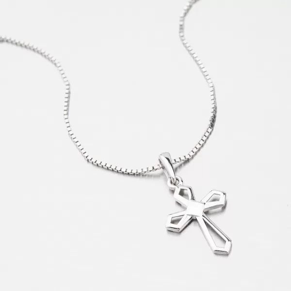 Přívěsek bílé zlato 585 kříž 117P-130626