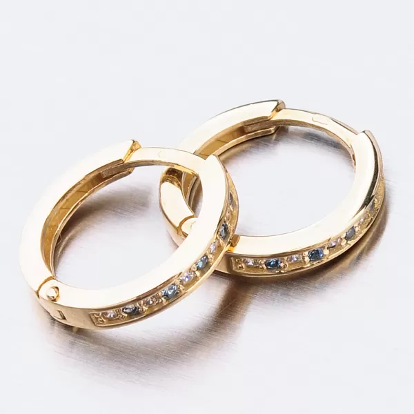 Dětské náušničky žluté zlato 585 kroužky se zirkony 52GZ-3344ZMB