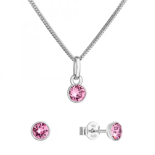 Sada šperků s krystaly Swarovski náušnice, řetízek a přívěsek růžové 39177.3 rose 39177.3