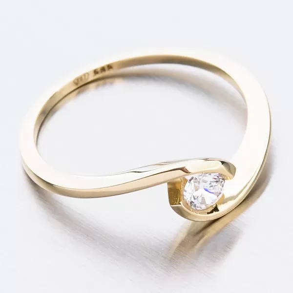 Dámský prsten žluté zlato 585 zirkon 51DZ-6134Z-ZIR